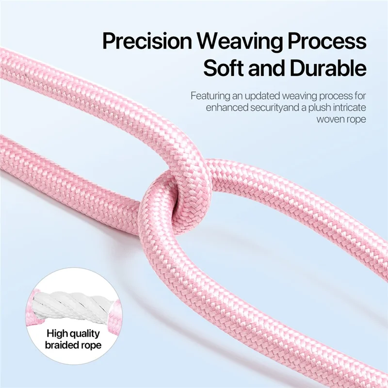 DUX DUCIS PLAZ Series 146cm Phone Lanyard Polyester Crossbody Strap Neck Rope with Tether Tab - Light Pink
