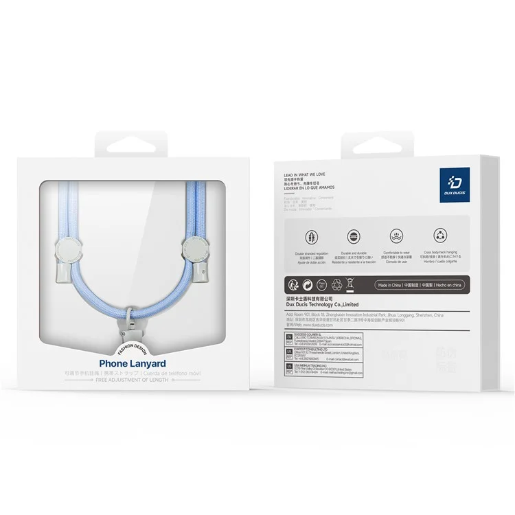 DUX DUCIS PLAZ Series 146cm Phone Lanyard Polyester Crossbody Strap Neck Rope with Tether Tab - Sky Blue