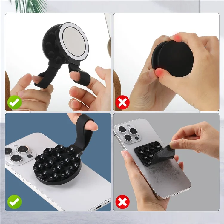 CPS07 Magnetic Suction Phone Holder Silicone Non Slip Suction Cup Phone Mount - Black