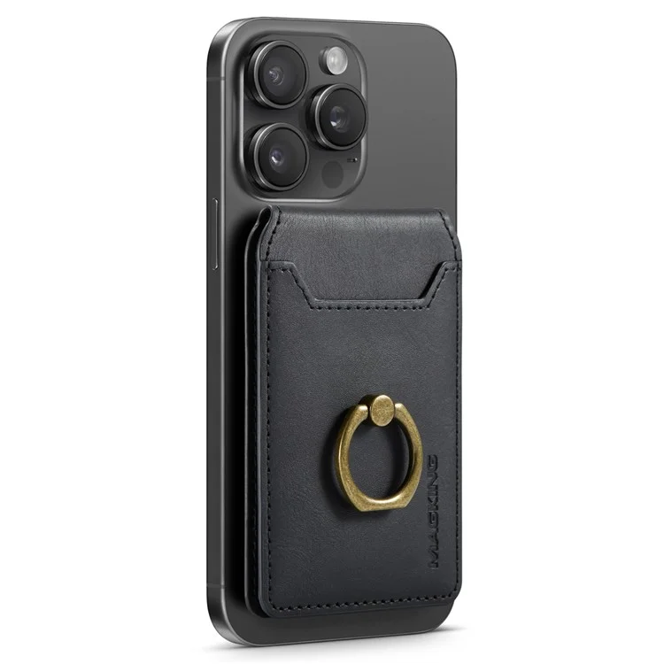 Porta de Cartão Magnética K1 Kickstand Compatível Com MagSafe RFID Bloqueando a Carteira de Telefone Celular Embutida - Preto
