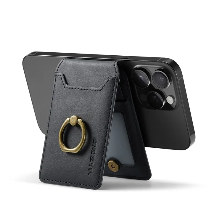Porta de Cartão Magnética K1 Kickstand Compatível Com MagSafe RFID Bloqueando a Carteira de Telefone Celular Embutida - Preto