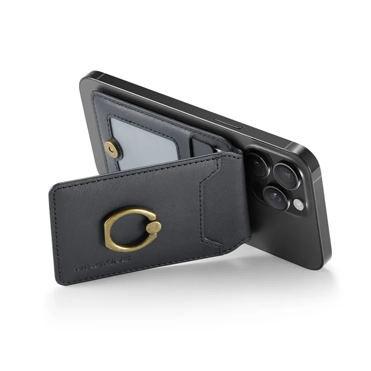 Porta de Cartão Magnética K1 Kickstand Compatível Com MagSafe RFID Bloqueando a Carteira de Telefone Celular Embutida - Preto