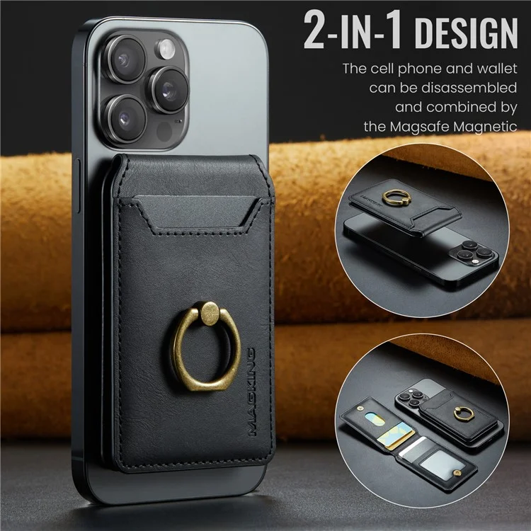 Porta de Cartão Magnética K1 Kickstand Compatível Com MagSafe RFID Bloqueando a Carteira de Telefone Celular Embutida - Preto