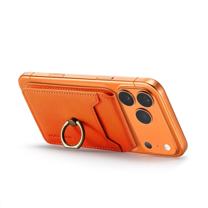 MAGKING K1 Funda para Teléfono Móvil con Anillo Integrado, Soporte Plegable, Soporte Magnético para Tarjetas y Bloqueo RFID - Naranja