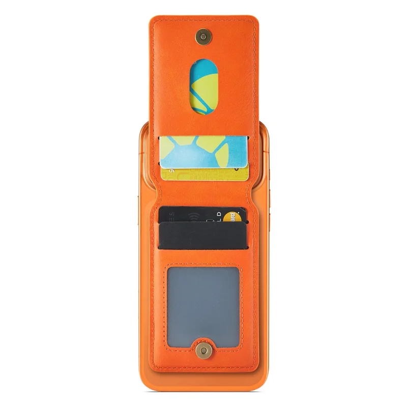 MAGKING K1 Funda para Teléfono Móvil con Anillo Integrado, Soporte Plegable, Soporte Magnético para Tarjetas y Bloqueo RFID - Naranja