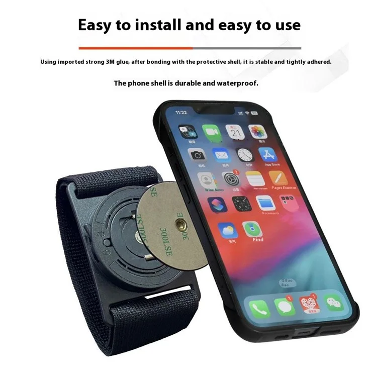 Phone Arm Strap Wrist Strap with Round Adhesive Patch, Magnetic Plus Buckle Quick Release Wrist Bracket