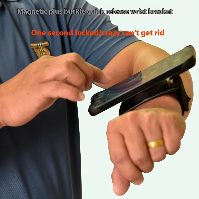 Phone Arm Strap Wrist Strap with Round Adhesive Patch, Magnetic Plus Buckle Quick Release Wrist Bracket