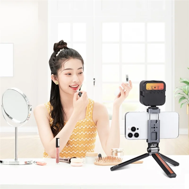 PULUZ PU3205B Cold Shoe Phone Clamp Retractable Aluminum Alloy Phone Clip