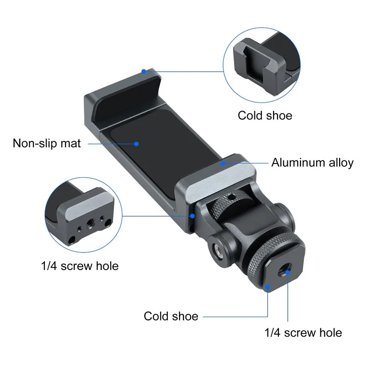 Puluz PU3206B Cold Bash Chold Shoe Phone Clamp Алюминиевый Сплав Убегающий Держатель Телефона.