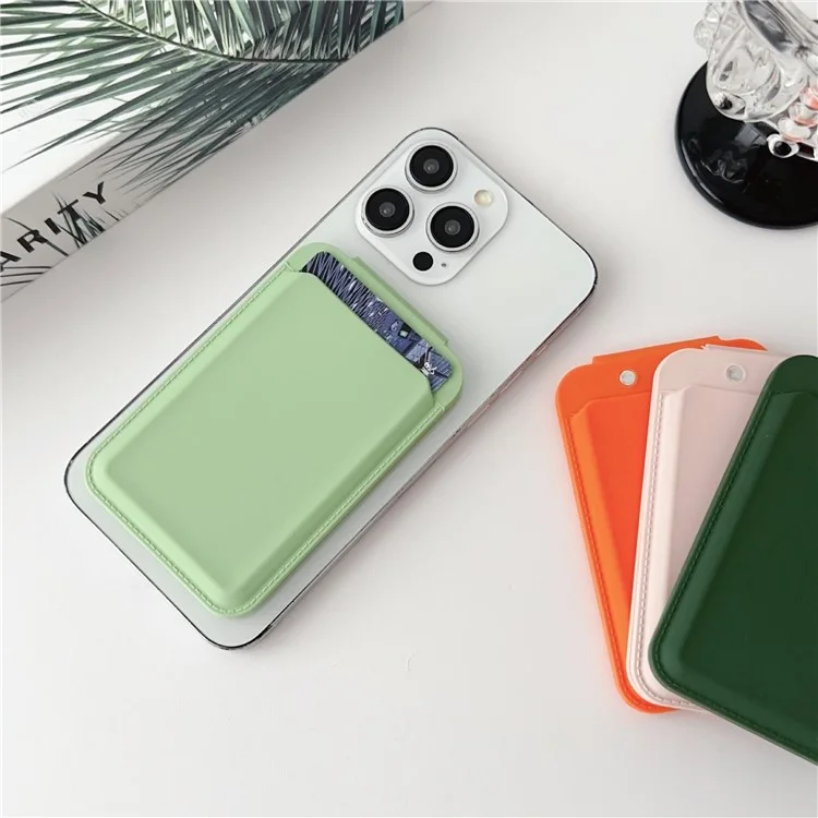 Soporte de Tarjetas Magnéticas Para Iphone 16 Serie Mirror Design Kickstand Silicone Phone Card Bag - Matcha Verde