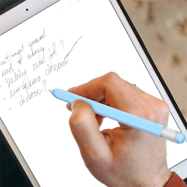 For Apple Pencil (1st Generation) Jelly Stylus Pen Silicone Sleeve Protective Cover (Short Version) - Cyan