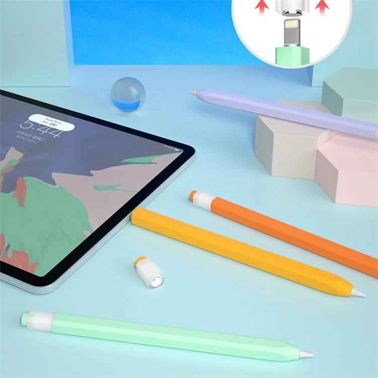 For Apple Pencil (1st Generation) Jelly Stylus Pen Silicone Sleeve Protective Cover (Short Version) - Cyan