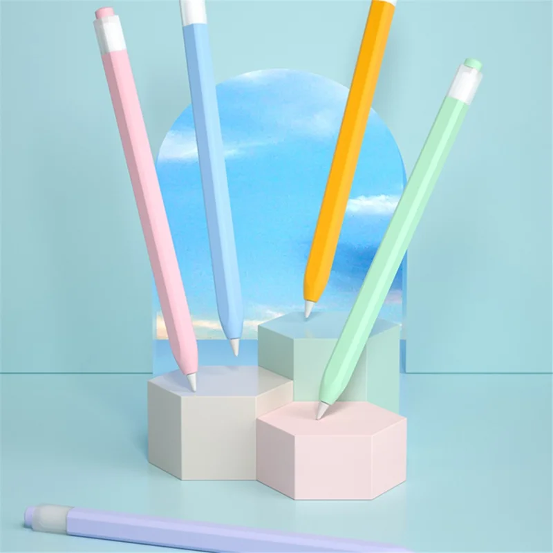 For Apple Pencil (1st Generation) Jelly Stylus Pen Silicone Sleeve Protective Cover (Short Version) - Sky Blue