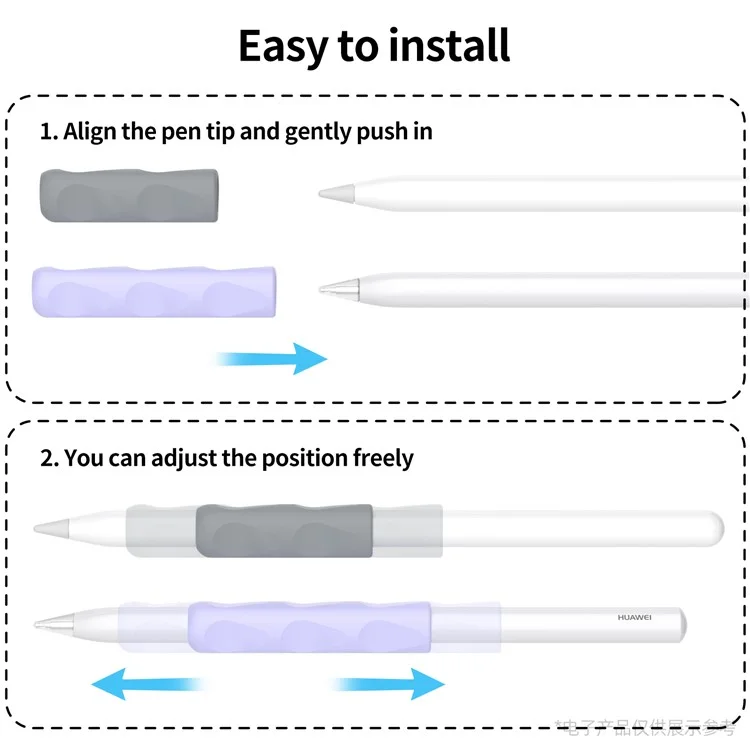 Golotte de Silicone 2pcs Pour Pomme de Pomme, Huawei M-p-cacram Series Stylus Cover Grip Horse - Violet