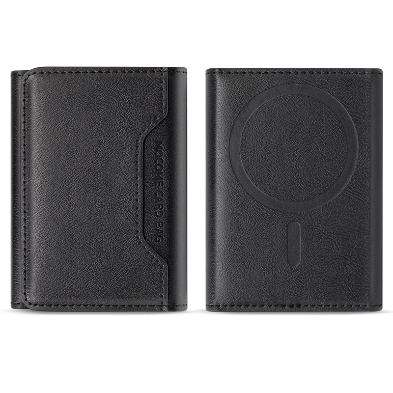 MOCOME Phone Card Holder RFID Blocking PU Leather Magnetic Card Bag Wallet - Black