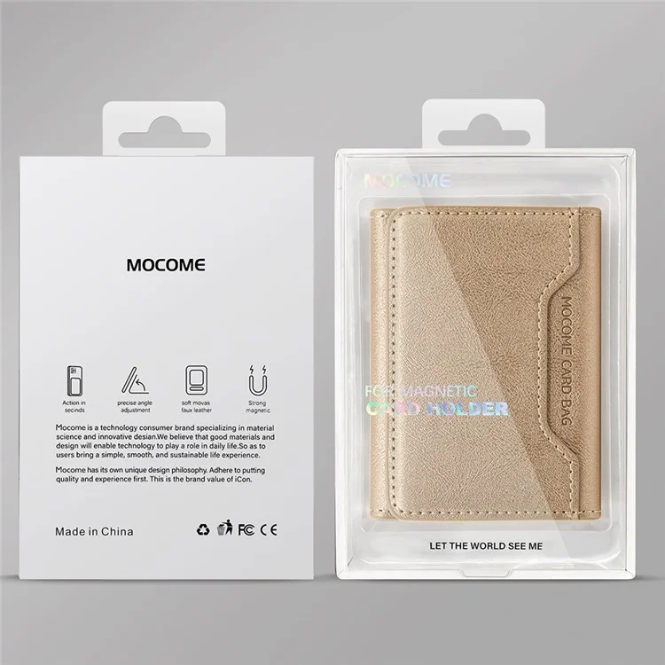 MOCOME Phone Card Holder RFID Blocking PU Leather Magnetic Card Bag Wallet - Titanium Grey