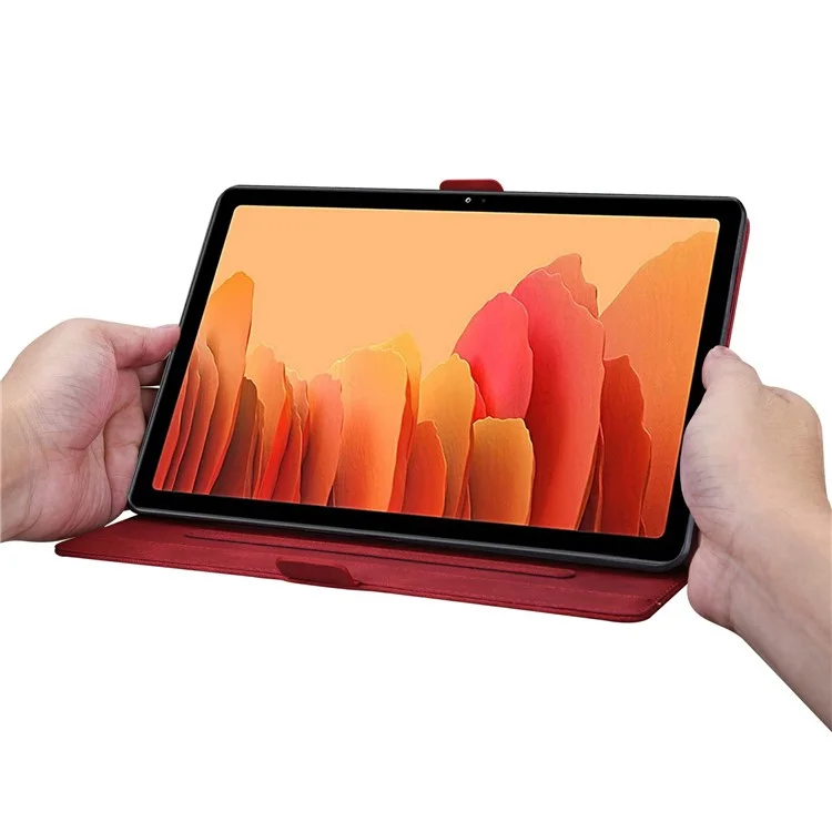 For iPad mini (2024)  /  mini (2021) Leather Case Imprinted Butterfly Tablet Cover Stand Card Slot - Red
