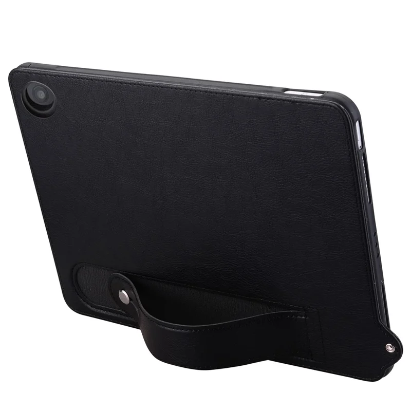 Tablet Case For Amazon Fire HD 10 (2023) / (2021) / Fire HD 10 Plus (2023) / (2021) Hand Strap Kickstand Leather Cover - Black