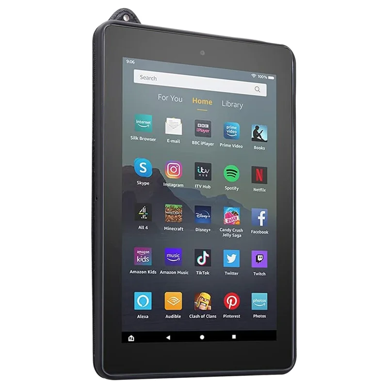 Tablet Case For Amazon Fire HD 10 (2023) / (2021) / Fire HD 10 Plus (2023) / (2021) Hand Strap Kickstand Leather Cover - Black