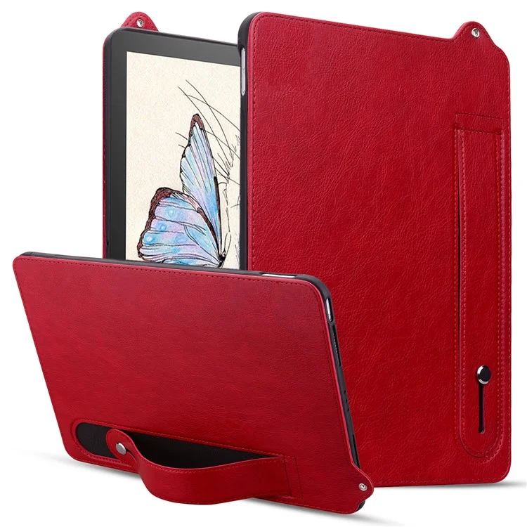 For Amazon Kindle Paperwhite (2024) Case with Hand Strap Kickstand Leather Tablet Cover - Red
