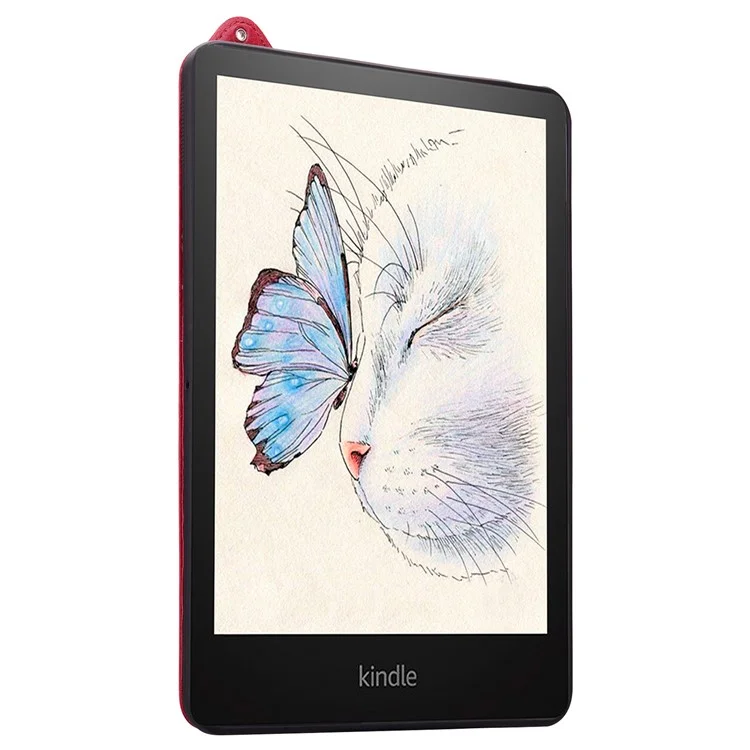 For Amazon Kindle Paperwhite (2024) Case with Hand Strap Kickstand Leather Tablet Cover - Red