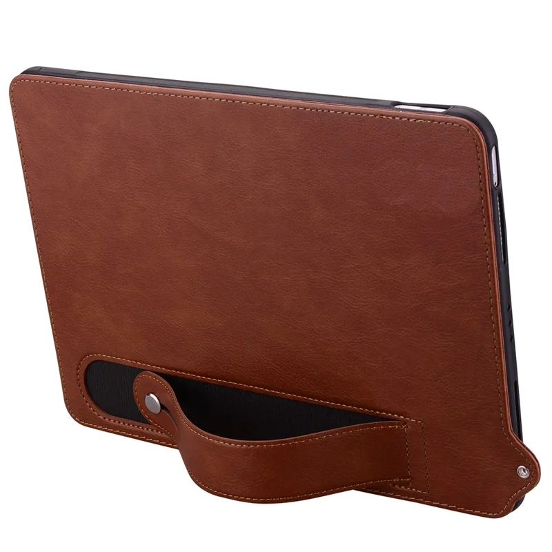 For Amazon Kindle Paperwhite (2024) Case with Hand Strap Kickstand Leather Tablet Cover - Brown