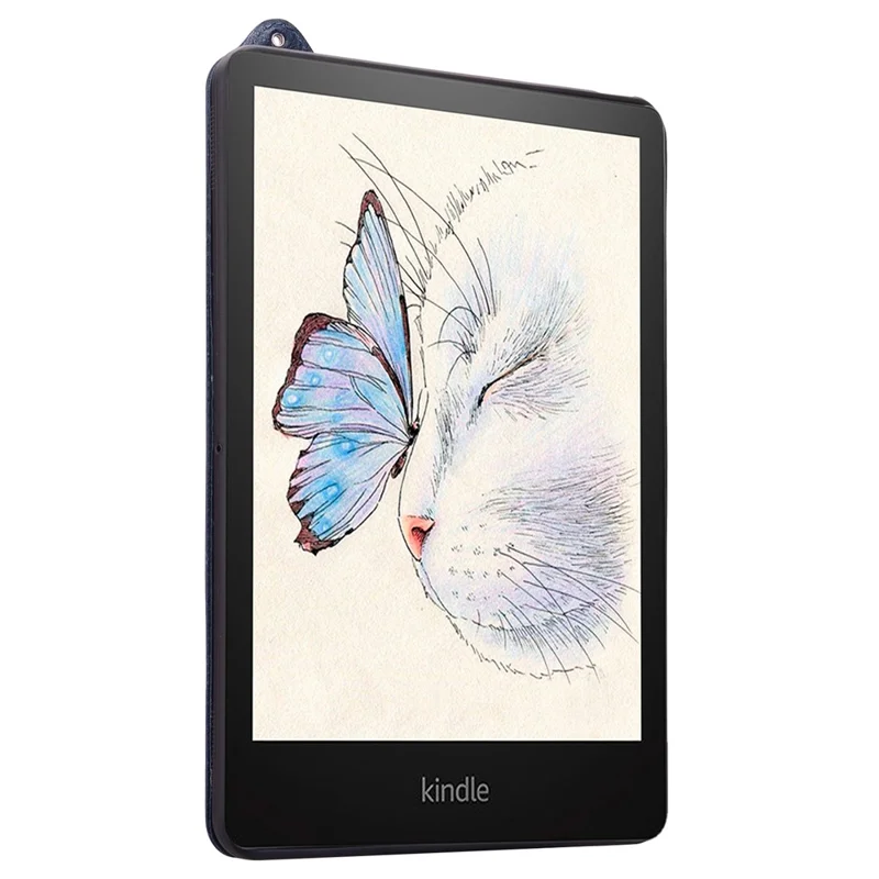 For Amazon Kindle Paperwhite (2024) Case with Hand Strap Kickstand Leather Tablet Cover - Blue