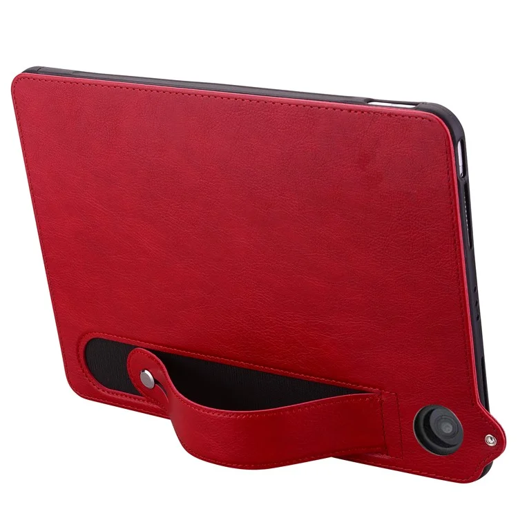 For Amazon Fire 7 (2022) Case Hand Strap Kickstand Leather Tablet Cover - Red