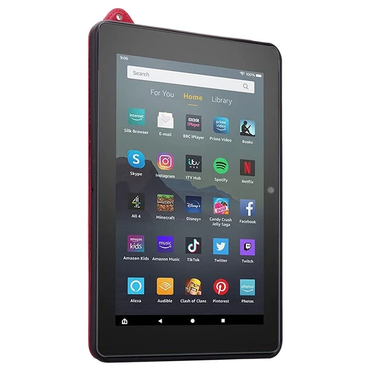 For Amazon Fire 7 (2022) Case Hand Strap Kickstand Leather Tablet Cover - Red