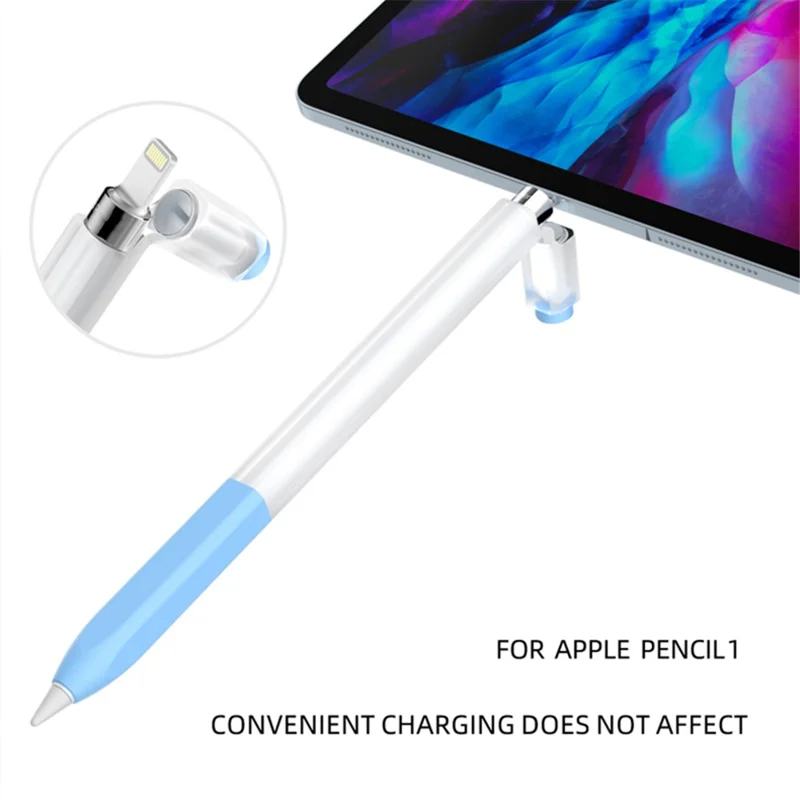 For Apple Pencil (1st Generation) Jelly Stylus Pen Silicone Protective Sleeve Drop-proof Cover - Cyan