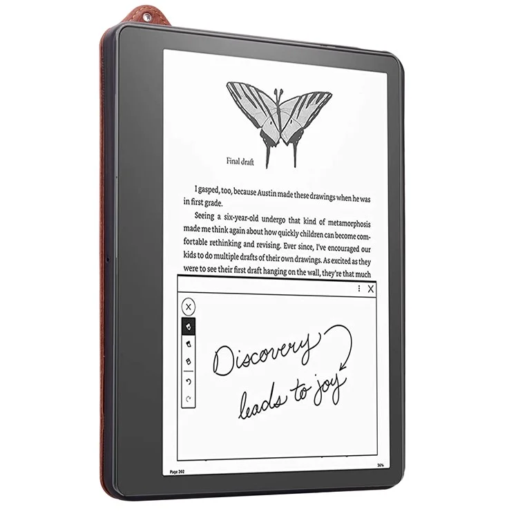 For Amazon Kindle Scribe (2024) / (2022) Case Hand Strap Kickstand Leather Tablet Cover - Brown