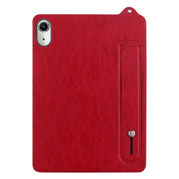 For iPad (2025) / 10.9 (2022) Case Hand Strap Kickstand Leather Tablet Cover - Red