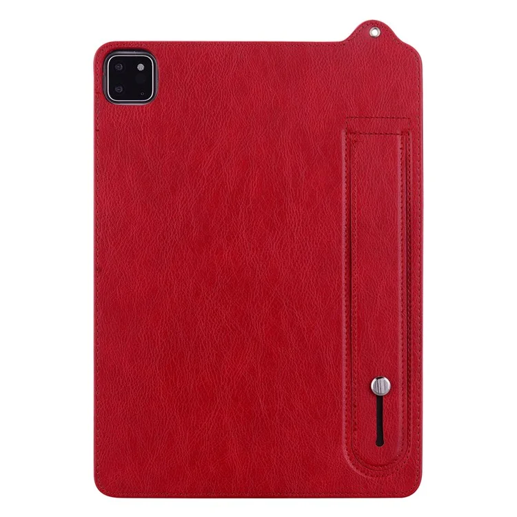 For iPad Pro 11 (2024) Case Hand Strap Kickstand Leather Tablet Cover - Red