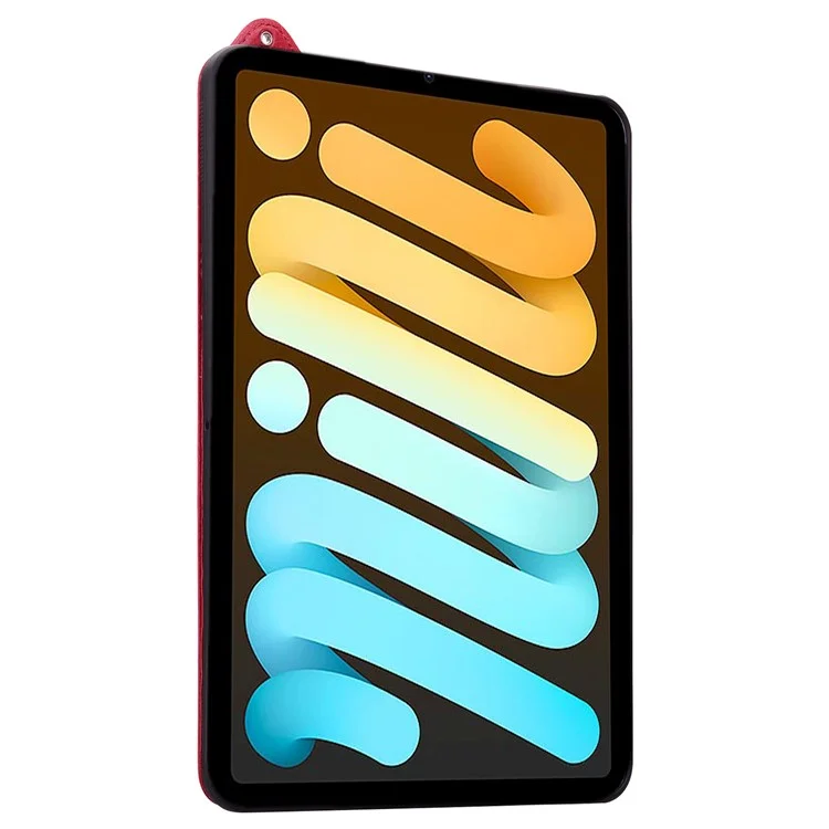 Чехол для iPad mini (2024) (A2996 A2995) / mini (2021) (A2568) с ручным ремешком, подставкой и кожаной отделкой - Красный