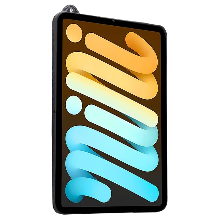 Funda con correa de mano, soporte y cubierta de cuero para iPad mini (2024) (A2996 A2995) / mini (2021) (A2568) - Negro