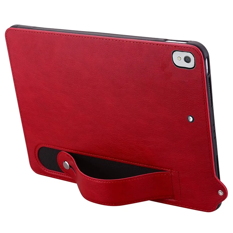 Tablet Case For iPad 10.2 (2020) /  (2019) / iPad Air 10.5 inch (2019) Hand Strap Kickstand Leather Cover - Red