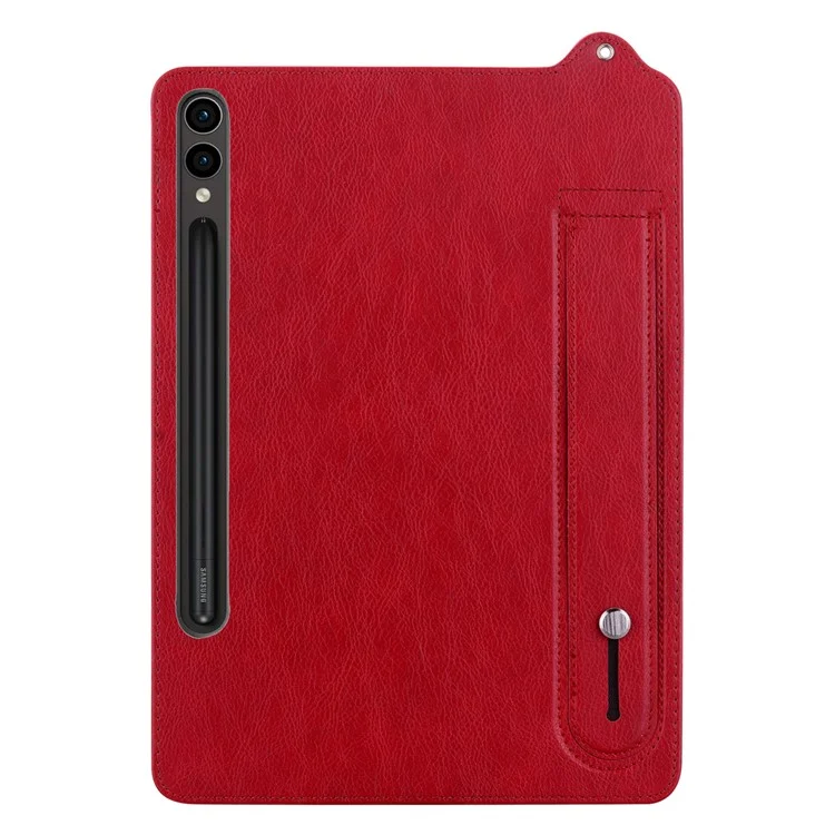 Tablet Case For Samsung Galaxy Tab S10+ / S9+ / S8+ / S7+ Hand Strap Kickstand Leather Cover - Red
