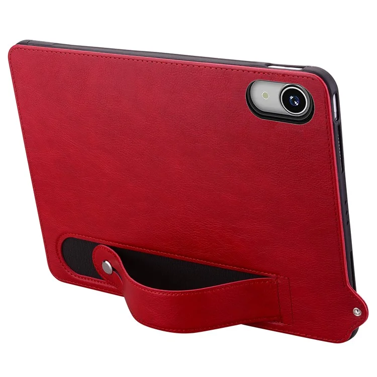 Funda para Lenovo Tab P11 TB-J606F con correa de mano, soporte y cubierta de cuero para tableta - Rojo