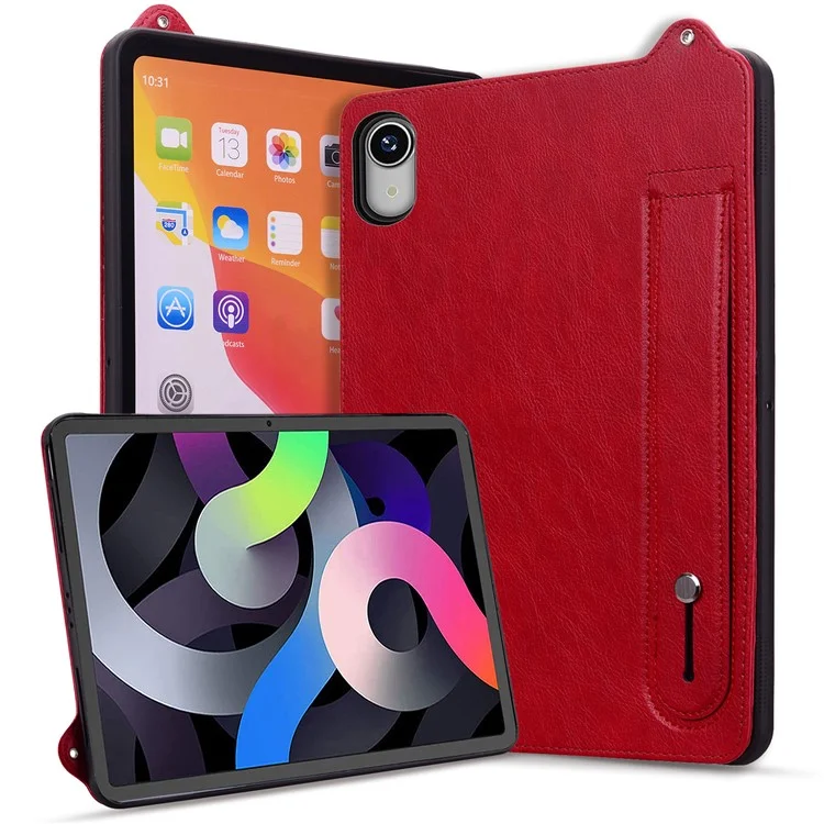 Funda para Lenovo Tab P11 TB-J606F con correa de mano, soporte y cubierta de cuero para tableta - Rojo