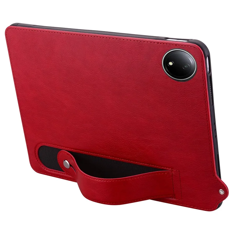 Für Xiaomi Redmi Pad SE 4G 8,7 Zoll Hülle mit Handschlaufe, Standfuß und Ledertablett-Cover - Rot