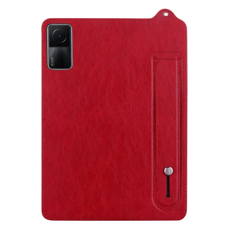 For Xiaomi Redmi Pad SE Case Hand Strap Kickstand Leather Tablet Cover - Red
