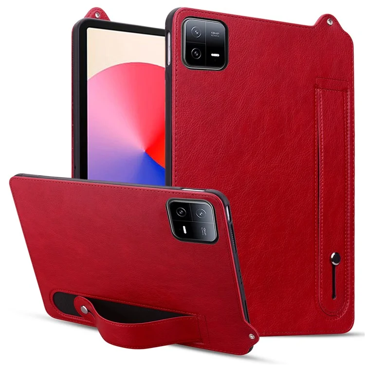 Funda para Xiaomi Pad 6 / Pad 6 Pro con correa de mano, soporte y cubierta de cuero - Roja