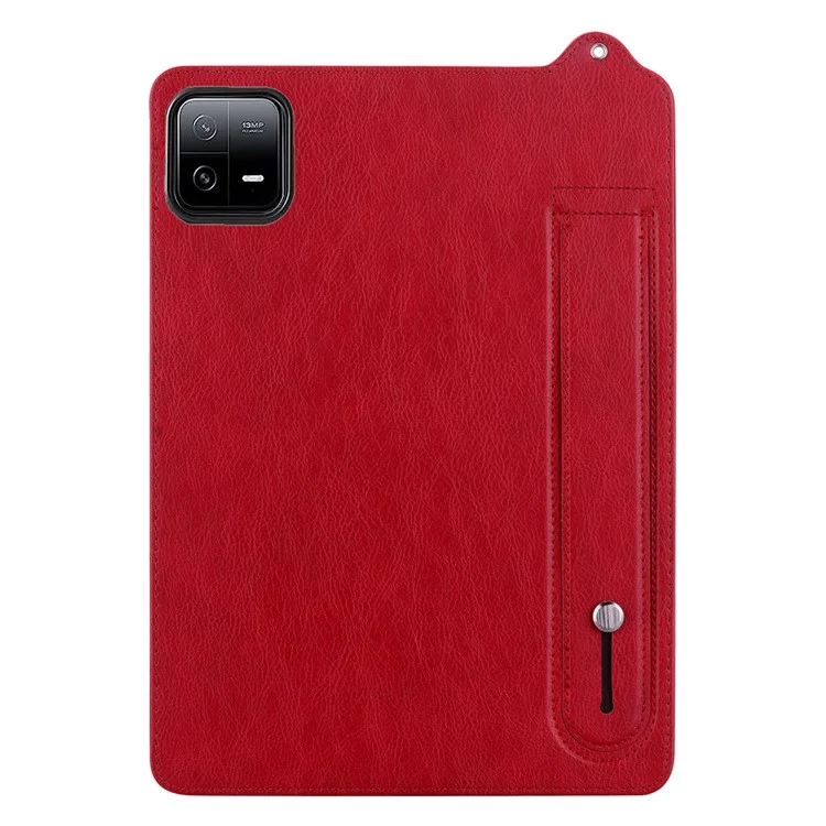 Funda para Xiaomi Pad 6 / Pad 6 Pro con correa de mano, soporte y cubierta de cuero - Roja