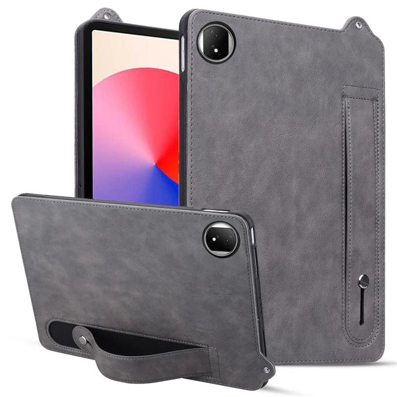 For Honor MagicPad 2 12.3 Tablet Case Hand Strap Kickstand Leather Cover - Grey