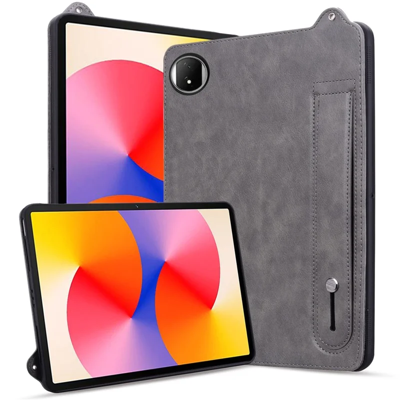 For Honor MagicPad 2 12.3 Tablet Case Hand Strap Kickstand Leather Cover - Grey
