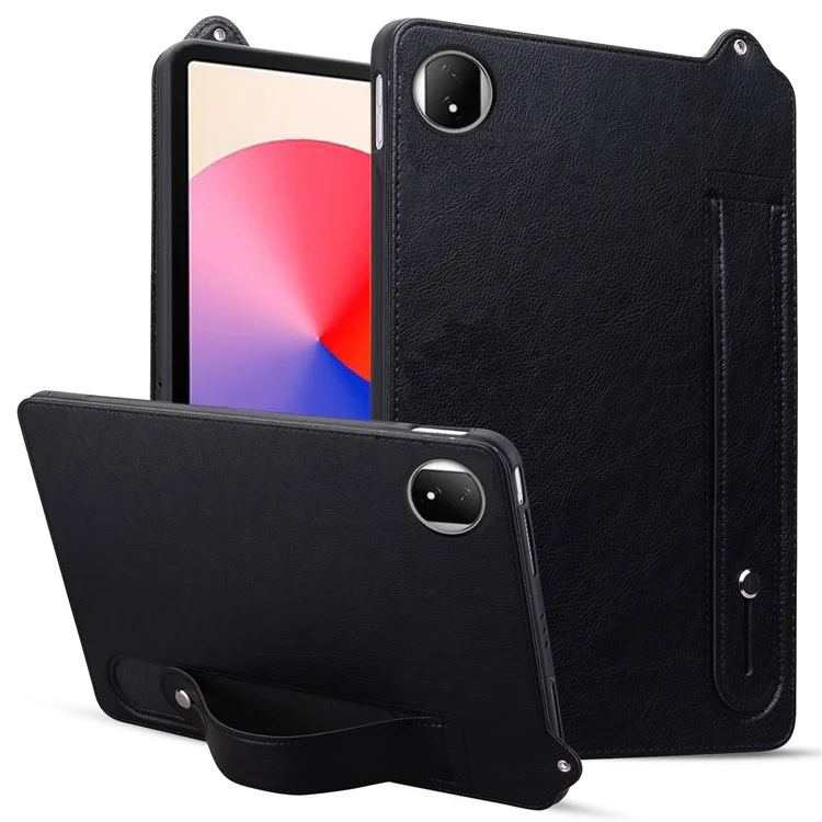 For Honor MagicPad 2 12.3 Tablet Case Hand Strap Kickstand Leather Cover - Black