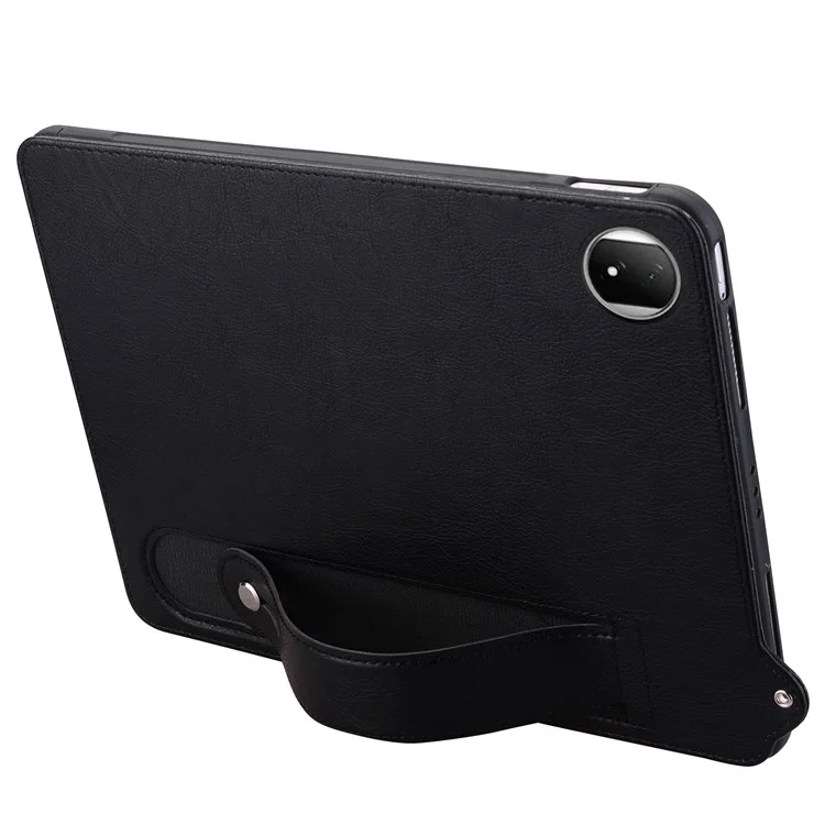 For Honor MagicPad 2 12.3 Tablet Case Hand Strap Kickstand Leather Cover - Black