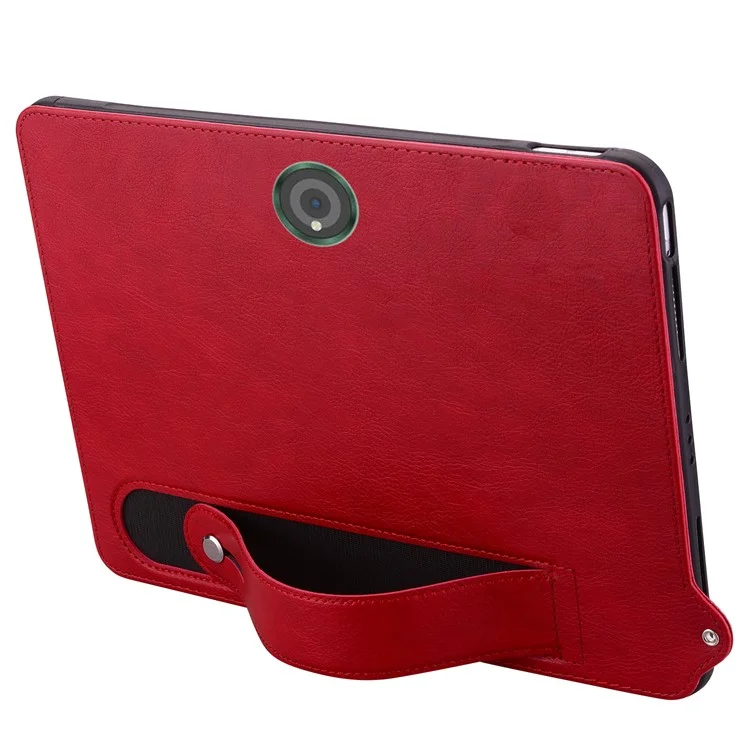 Capa para tablet OnePlus Pad Pro com alça de mão, suporte e cobertura de couro - Vermelho