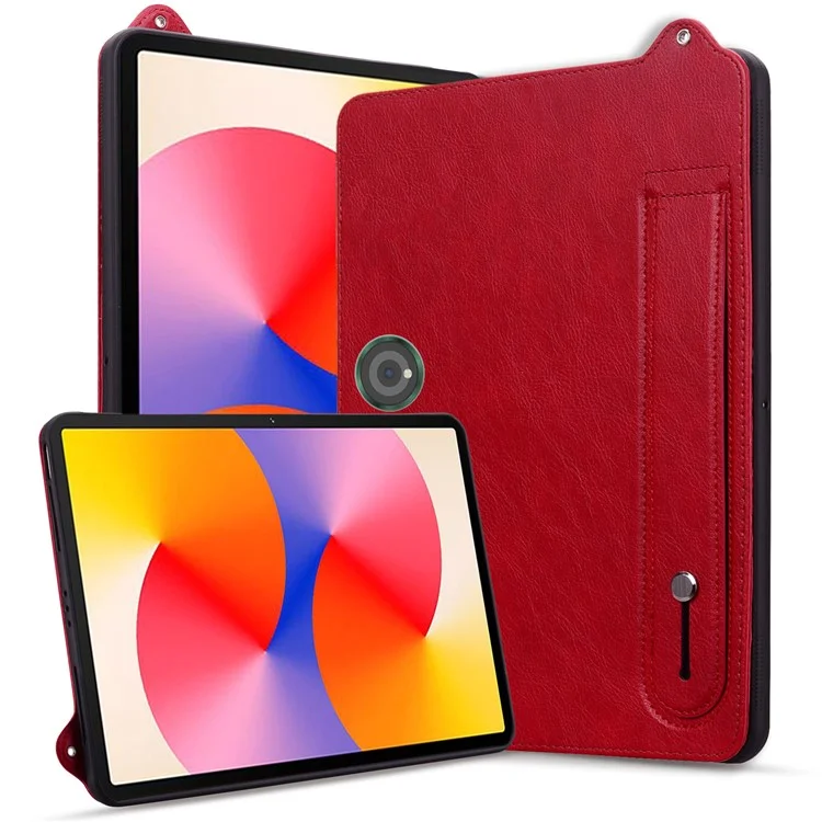 Capa para tablet OnePlus Pad Pro com alça de mão, suporte e cobertura de couro - Vermelho