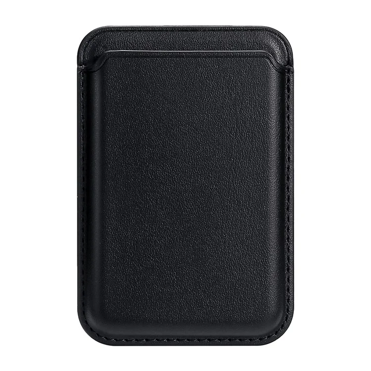 Supporto per scheda magnetica ad anello singolo per serie iPhone 12-16 in pelle PU sottile - Nero